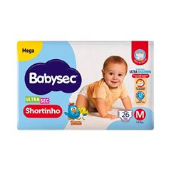 Fralda Softys Babysec Shortinho  Mega Tamanho M - Contém 26 Unidades