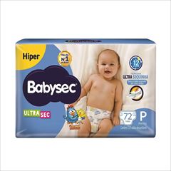 Fralda Softys Babysec Ultra Sec Hiper Tamanho P - Contém 72 Unidades