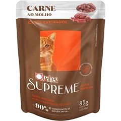 QUATREE SUPREME SACHE GATOS CASTRADOS CARNE 85G 20 UNIDADES