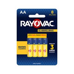 Pilha Rayovac Amarelinha SM Pequena AA - Contém 8 Unidades