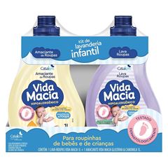 KIT LAVA ROUPAS + AMACIANTE VIDA MACIA - 1  LITRO