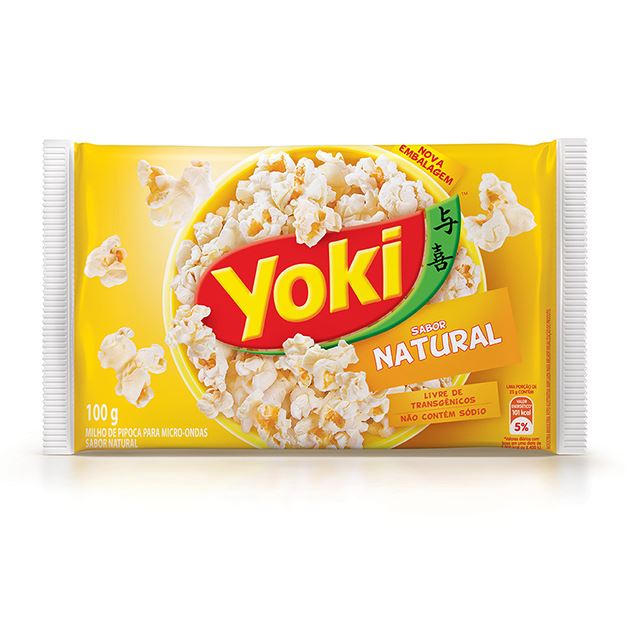 Popcorn para Micro-Ondas Yoki Natural, Contém 100 gramas.
