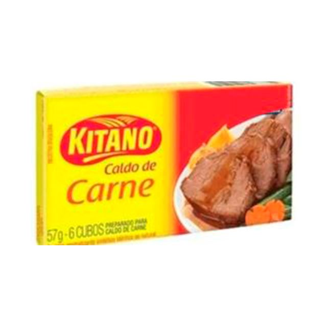 Caldo em Cubo Kitano de Carne com 6 Cubos cada,Contém 10 cartuchos de 57 gramas.