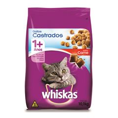Ração Whiskas Seco Sabor Carne Gatos Castrados Adulto.10,1kg