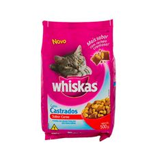 Ração Whiskas Seco Sabor Carne Gatos Castrados Adulto.500g