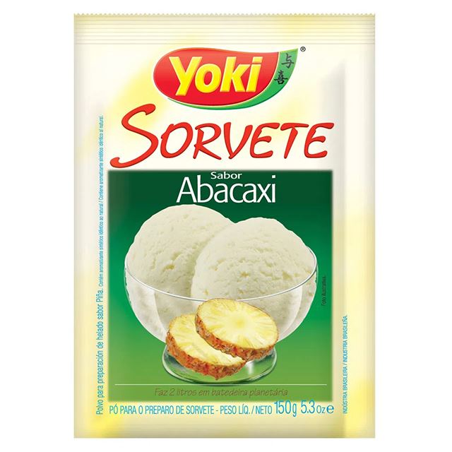 Pó para Sorvete Yoki Abacaxi, Contém 150 gramas.