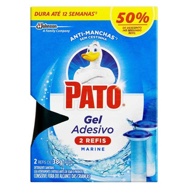 Desodorizador Sanitário Pato Gel Adesivo Marine Oferta 12 Discos, Contém 2 unidades. 