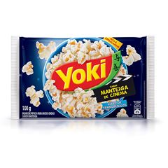 Popcorn para Micro-Ondas Yoki Sabor Manteiga de Cinema, Contém 100 gramas.