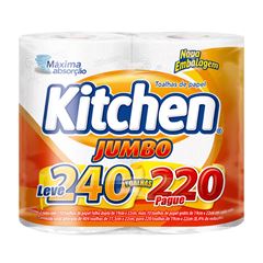 Papel Toalha Kitchen Jumbo c/2 rolos Leve 240 Pague 220    