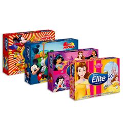 Lenço de Papel Softys Elite  Foha Dupla Kids, Contém 50 lenços.