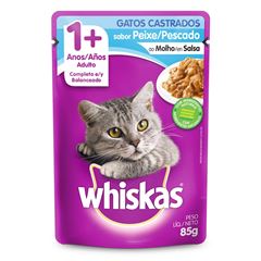Sachê Whiskas 85G Sabor Peixe para Gatos Castrados