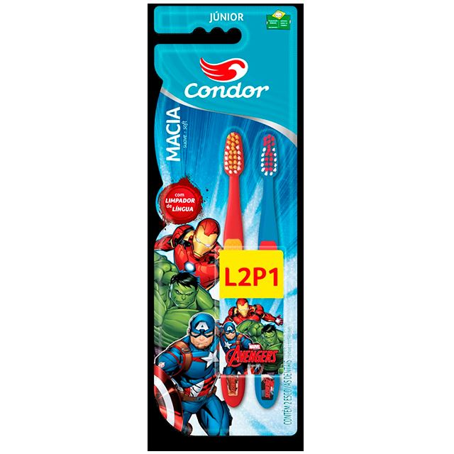 Escova Condor Dental Júnior Avengers L2P1 Macia.REF 8260-0