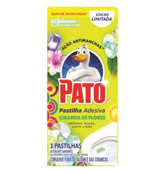 Detergente Sanitário Pato Pastilha Adesiva Ciranda de Flores, Contém 3 pastilhas