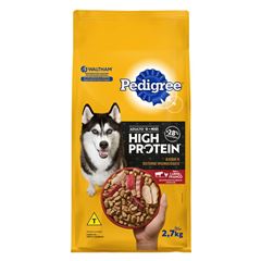 Ração Pedigree High Protein Adulto, sabor Carne e Frango. Embalagem 2,7 Kg.