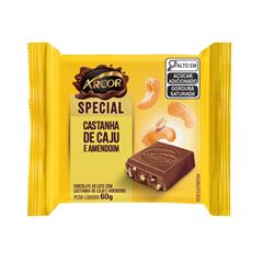 Chocolate Arcor Special ao Leite com Castanha de Caju e Amendoim. Embalagem 60g   