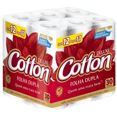 Papel Higiênico Softys Cotton Folha Dupla Neutro 30M,Contém 12 rolos. Leve 12 Pague 11