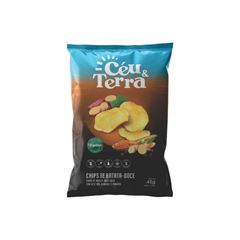 Chips de Batata Doce Céu e Terra com Gengibre Açafrão e Pimenta Embalagem 45 gramas