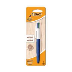 Caneta Bic 4 Cores Efeito Madeira Decorada - 1 Unidade